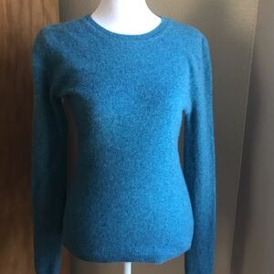 Tahari Teal Crew Neck Cashmere Sweater